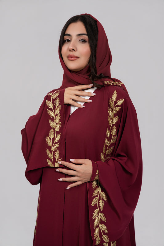Elegant Maroon with Golden leaf
