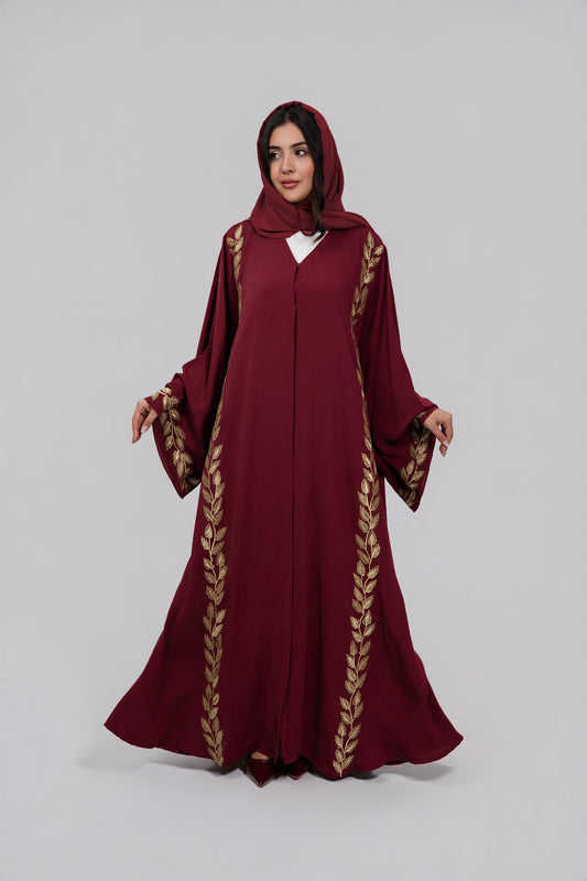 Elegant Maroon with Golden leaf