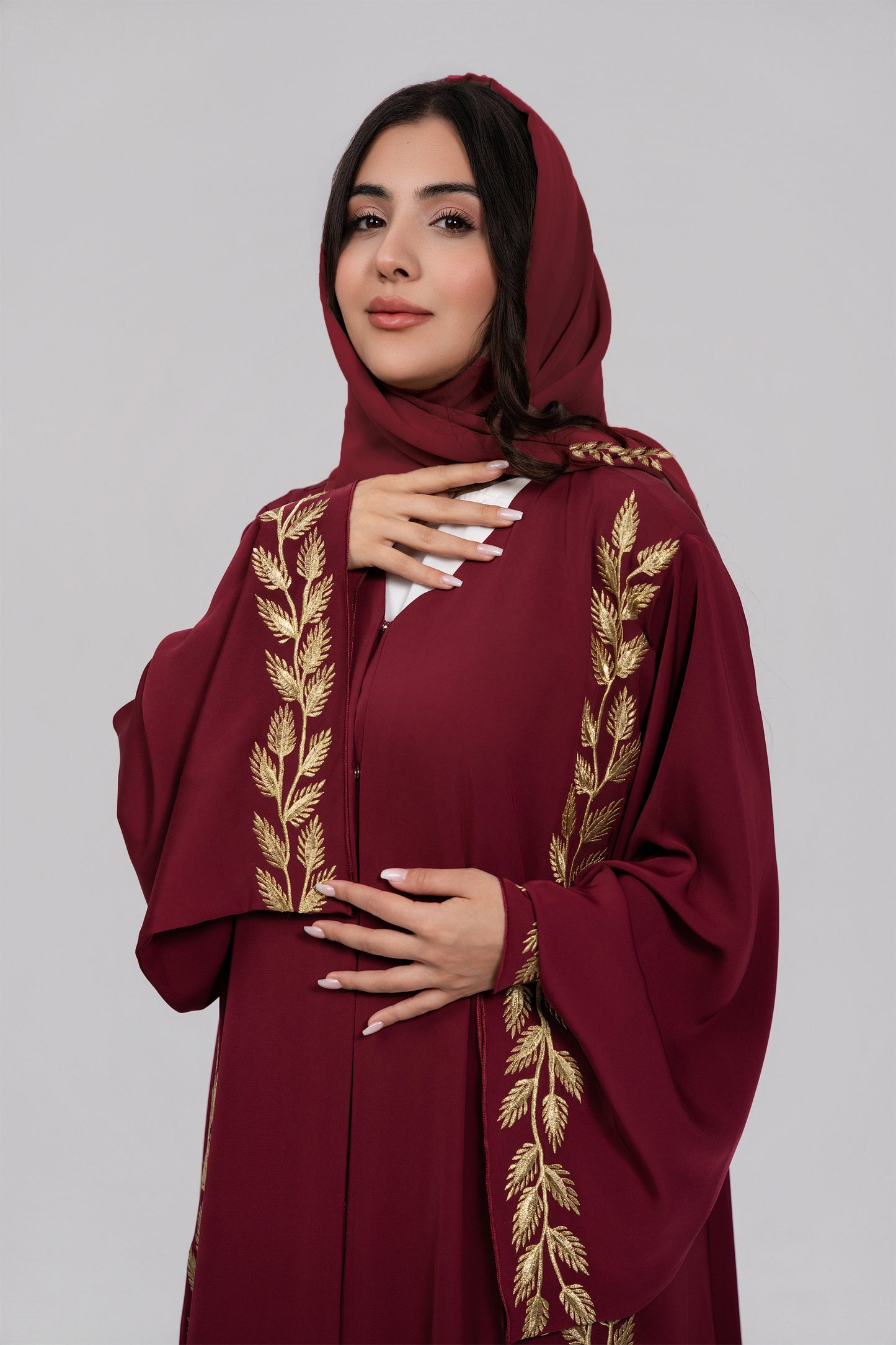 Elegant Maroon with Golden leaf