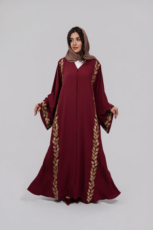 Elegant Maroon with Golden leaf