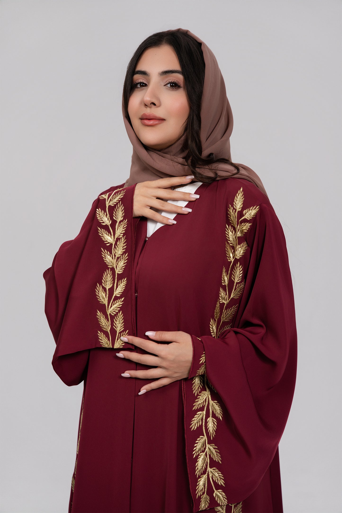 Elegant Maroon with Golden leaf