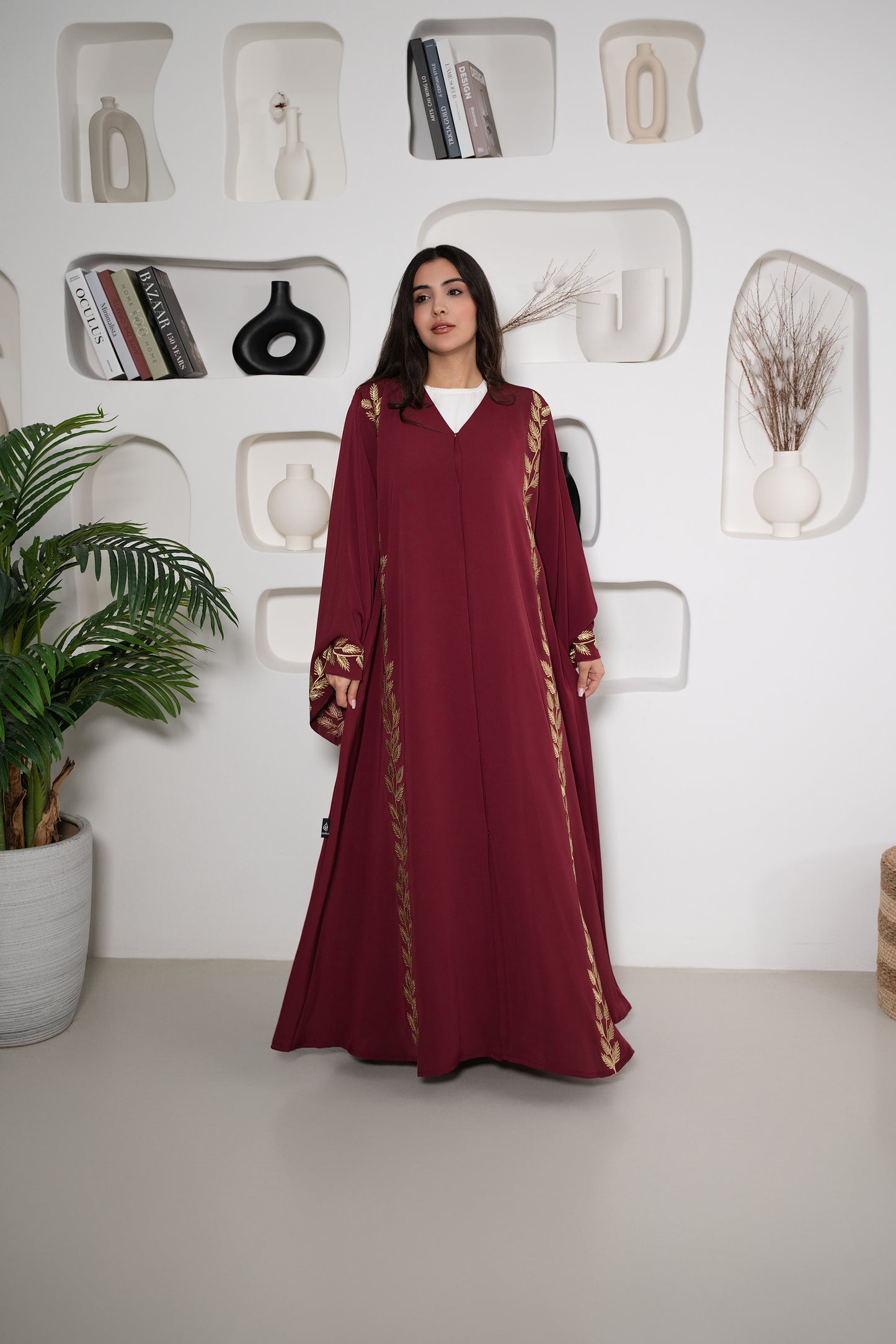 Elegant Maroon with Golden leaf