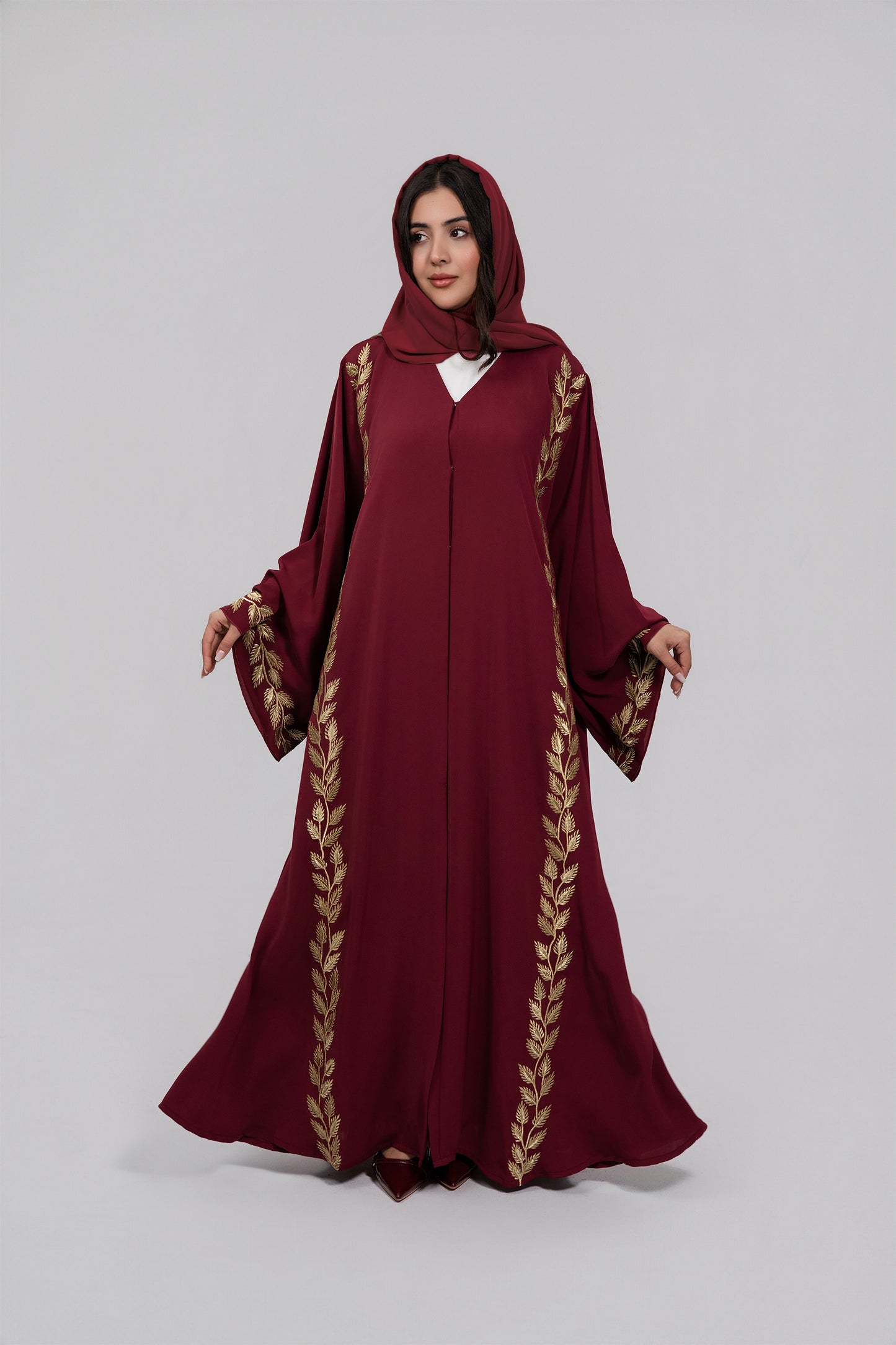 Elegant Maroon with Golden leaf