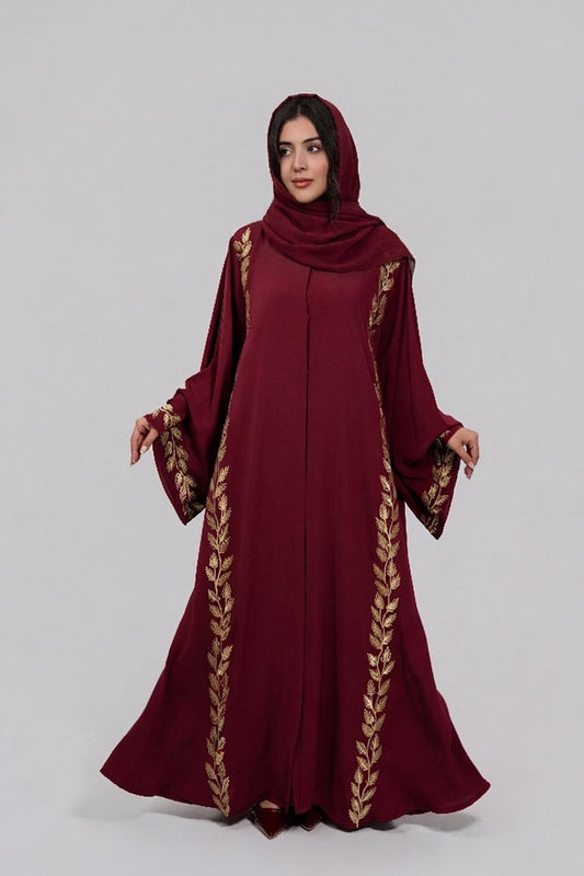 Elegant Maroon with Golden leaf